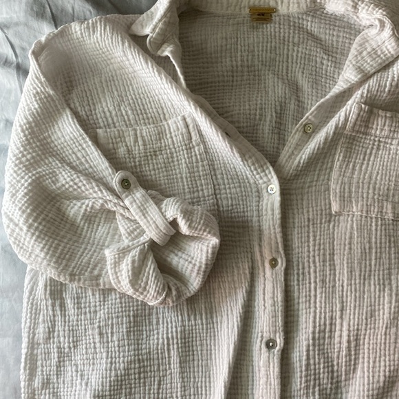 White Crinkle Gauze Magashoni Top Size M - Picture 5 of 5